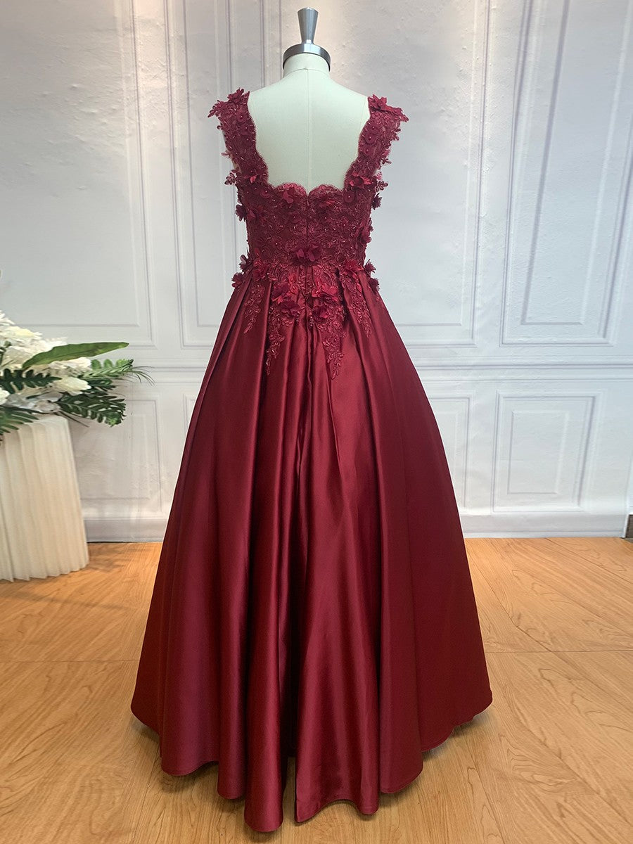 ball gown off-the-shoulder sleeveless floor-length lace satin dresses Ball Gown Off Shoulder Sleeveless Floor-Length Lace Satin Prom Dresses Simidress