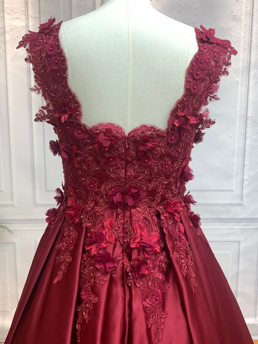 Ballkleid Ärmellos Off-the-Shoulder Applikation Satin Bodenlang Kleider Ballkleid Quinceanera Ballkleider
