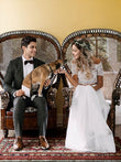 Vestidos de novia de tul con encaje, corte A/princesa, hombros descubiertos, largo hasta el suelo, mangas 1/2