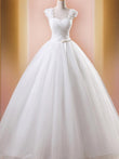 Ball Gown Sleeveless Square Floor-Length Ruffles Tulle Wedding Dresses Bridal Gowns
