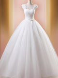 Ball Gown Sleeveless Square Floor-Length Ruffles Tulle Wedding Dresses Bridal Gowns