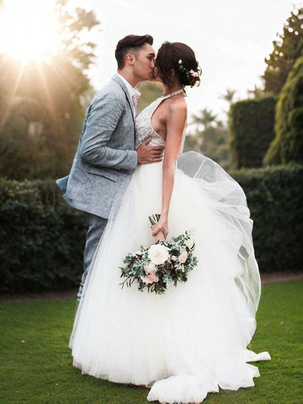 halter princess wedding dress Refined Elegance: Essense D4123 Halter Neck Wedding Dress