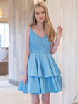 A-Linie/Princess-Linie Träger Ärmellos Satin Rüschen Kurz/Mini Kleider Ballkleid Homecoming Kleid Cocktail Ballkleider