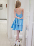A-Linie/Princess-Linie Träger Ärmellos Satin Rüschen Kurz/Mini Kleider Ballkleid Homecoming Kleid Cocktail Ballkleider