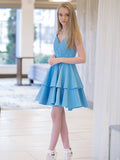 A-Linie/Princess-Linie Träger Ärmellos Satin Rüschen Kurz/Mini Kleider Ballkleid Homecoming Kleid Cocktail Ballkleider