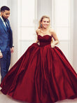 Ball Gown Sleeveless Sweetheart Sweep/Brush Train Ruffles Satin Dresses Prom Dress Quinceanera Ball Gowns