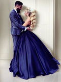 Ball Gown Sleeveless Sweetheart Sweep/Brush Train Ruffles Satin Dresses Prom Dress Quinceanera Ball Gowns