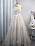 A-Linie/Princess-Linie Tüll Applikationen Herzausschnitt Ärmellos Sweep/Pinsel zug Brautkleider