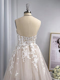 A-Linie/Princess-Linie Tüll Applikationen Herzausschnitt Ärmellos Sweep/Pinsel zug Brautkleider