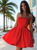 Vestidos de fiesta de graduación, de satén, corte A/princesa, sin tirantes, sin mangas, con volantes, cortos/mini, para cóctel