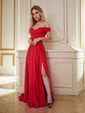 A-Linie/Princess-Linie Schulterfrei Stretch-Krepp Ärmellos Rüschen Sweep/Pinsel Schleppe Kleider Ball-/Abendkleid