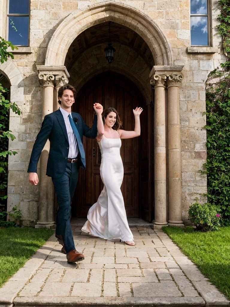 Sheath/Column Silk like Satin Ruched Square Sleeveless Court Train Wedding Dresses Bridal Gowns