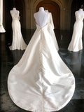 A-Line/Princess Satin Ruffles Sweetheart Sleeveless Sweep/Brush Train Wedding Dresses Bridal Gowns