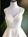 A-Line/Princess Satin Ruffles Sweetheart Sleeveless Sweep/Brush Train Wedding Dresses Bridal Gowns