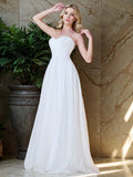 A-Line/Princess Chiffon Ruffles Sweetheart Sleeveless Floor-Length Wedding Dresses Bridal Gowns