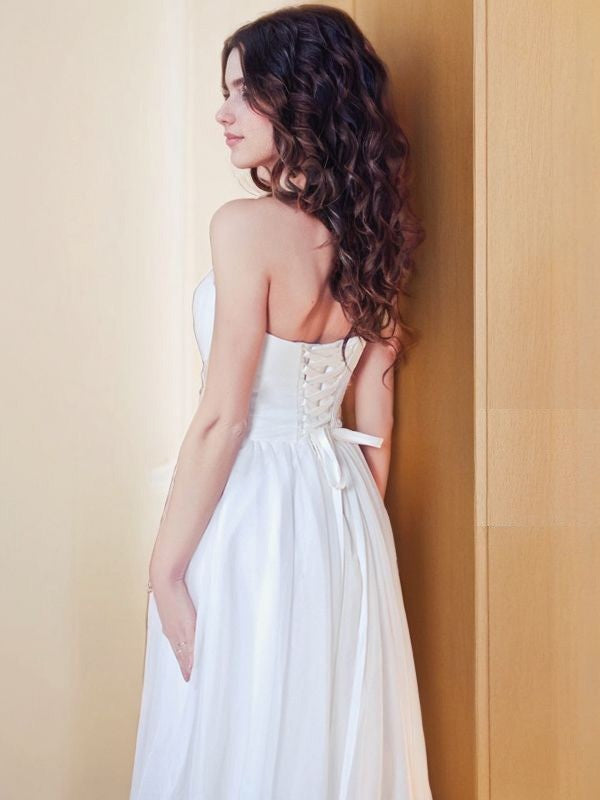 A-Line/Princess Chiffon Ruffles Sweetheart Sleeveless Floor-Length Wedding Dresses Bridal Gowns