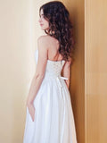 A-Line/Princess Chiffon Ruffles Sweetheart Sleeveless Floor-Length Wedding Dresses Bridal Gowns