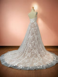 A-Line/Princess Lace Ruffles Sweetheart Sleeveless Sweep/Brush Train Wedding Dresses Bridal Gowns