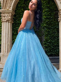 A-Linie/Princess-Linie Gerüscht V-Ausschnitt Ärmellos Sweep/Pinsel zug Kleider Ballkleid Ballkleider