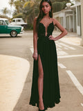 A-Line/Princess Chiffon Applique Scoop Sleeveless Floor-Length Dresses Prom Dress