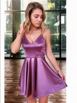 A-Linie/Princess-Linie Seide wie Satin Rüschen V-Ausschnitt Ärmellos Kurz/Mini Kleider Ballkleid