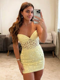 Vestido de cóctel de graduación con apliques, sin mangas, corto o mini, con escote en forma de corazón y encaje
