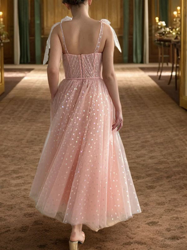 A-Linie/Princess-Linie Rüschen Spaghettiträger Ärmellos Knöchellang Kleider Ballkleid