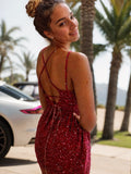 Vestido tubo/columna con escote en V, sin mangas, corto/mini, para graduación, cóctel, con lentejuelas