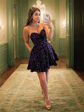 Vestido de fiesta de graduación, corte A/princesa, escote corazón, sin mangas, corto/mini