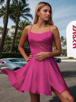 A-Linie/Princess-Linie Seide wie Satin Rüschen Spaghettiträger Ärmellos Kurz/Mini Kleider Ballkleid
