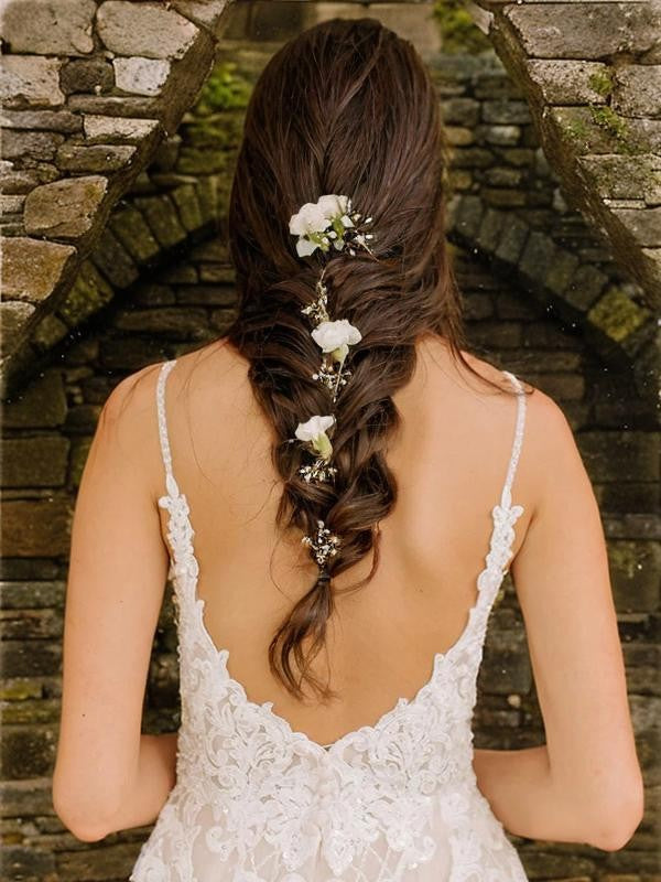 A-Line/Princess Tulle Applique V-neck Sleeveless Sweep/Brush Train Wedding Dresses Bridal Gowns