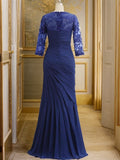 Trumpet/Mermaid Chiffon Lace Sweetheart 3/4 Sleeves Floor-Length Mother of the Bride Dresses