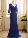 Trumpet/Mermaid Chiffon Lace Sweetheart 3/4 Sleeves Floor-Length Mother of the Bride Dresses