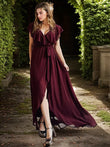 A-Line/Princess Chiffon Ruffles V-neck Sleeveless Floor-Length Bridesmaid Dresses Evening Prom Dress