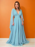 A-Line/Princess Chiffon Ruffles V-neck Sleeveless Floor-Length Mother of the Bride Dresses