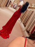 Sheath/Column Sequins Spaghetti Straps Sleeveless Sweep/Brush Train Dresses Prom Evening Dress