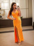 Sheath/Column Sequins V-neck Sleeveless Sweep/Brush Train Dresses Prom Evening Dress