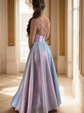 A-Line/Princess Ruffles Straps Sleeveless Floor-Length Dresses Prom Evening Dress