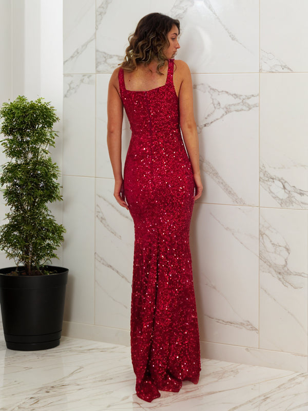 Etui-Linie/Säule Samt Pailletten Träger Ärmellos Bodenlang Kleider Ballkleid Abendkleid