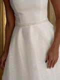 A-Line/Princess Sash/Ribbon/Belt Square Sleeveless Chapel Train Wedding Dresses Bridal Gowns