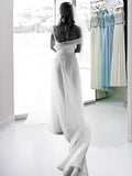 A-Line/Princess Organza Ruched One-Shoulder Sleeveless Court Train Wedding Dresses Bridal Gowns