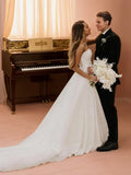 A-Line/Princess Stretch Crepe Ruched Strapless Sleeveless Cathedral Train Wedding Dresses Bridal Gowns
