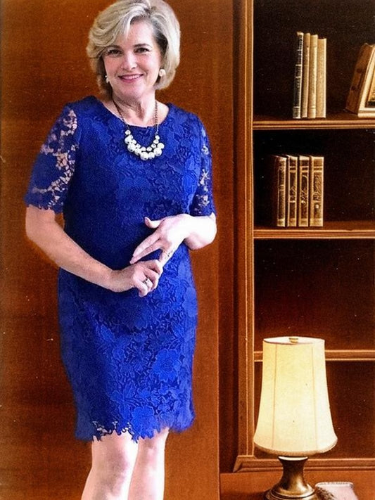 Sheath/Column Lace Scoop 1/2 Sleeves Short/Mini Mother of the Bride Dresses