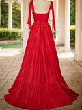 A-Line/Princess Taffeta Ruched Straps Sleeveless Floor-Length Dresses Prom Evening Dress