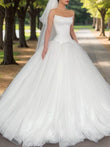 Ball Gown Tulle Strapless Sleeveless Floor-Length Wedding Dresses Bridal Gowns