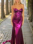 Sheath/Column Ruched Sweetheart Sleeveless Sweep/Brush Train Corset Dresses Prom Evening Dress