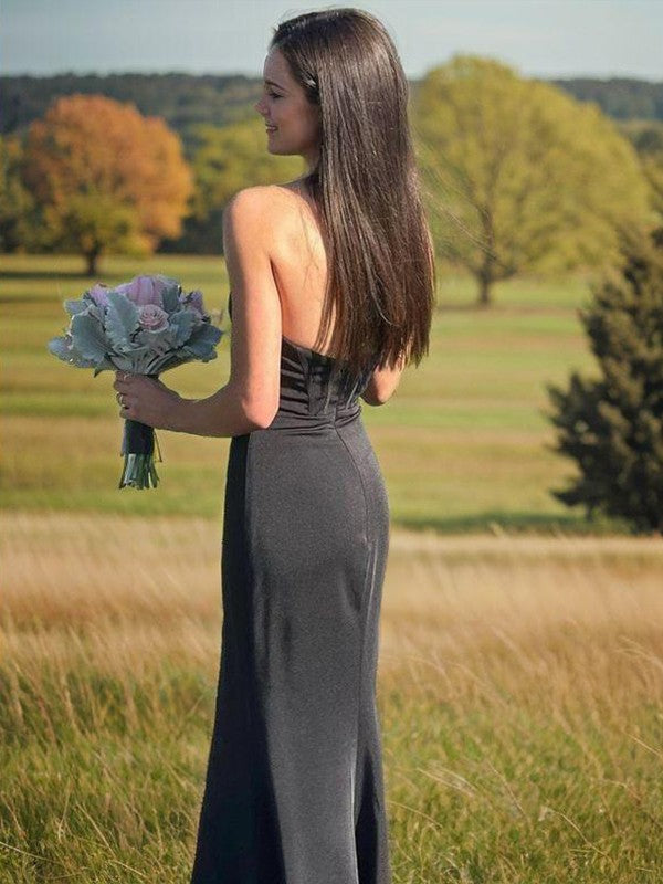 Sheath/Column Stretch Crepe Sweetheart Sleeveless Floor-Length Corset Dresses Prom Evening Dress