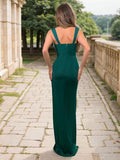 Sheath/Column Silk like Satin Straps Sleeveless Floor-Length Dresses Prom Evening Dress