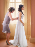 A-Linie/Princess-Linie U-Ausschnitt Sweep/Pinsel zug Ärmellos Spitze Tüll Brautkleider
