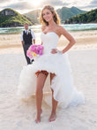 A-Line/Princess Sweetheart Asymmetrical Sleeveless Organza Wedding Dresses Bridal Gowns